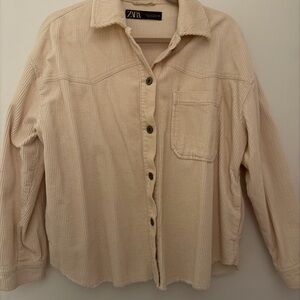 Zara Beige Corduroy Shirt with Pocket